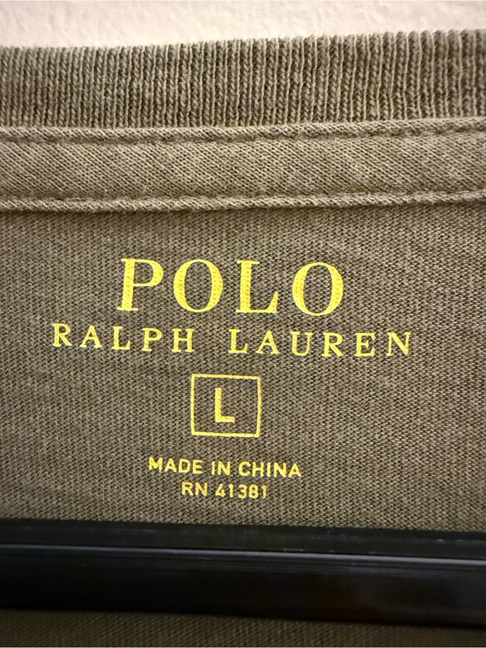 Polo Ralph Lauren Olive Green Long-Sleeve Pocket Tee with Orange Pony L - Picture 4 of 6